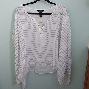 White and blue striped top